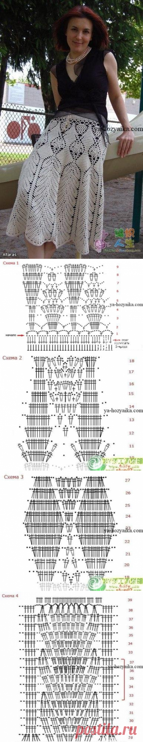 Летняя юбка крючком схема. Юбки с ажурным узором для женщин