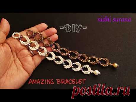 ⚜️ Amazing Bead Crystal Bracelet || Seed bead Crystal Pulsera Tutorial DIY (0305)