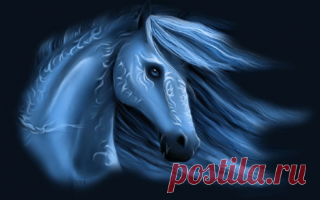 Синяя лошадь - Животные в картинках - Анимация картинки - Анимированные картинки открытки