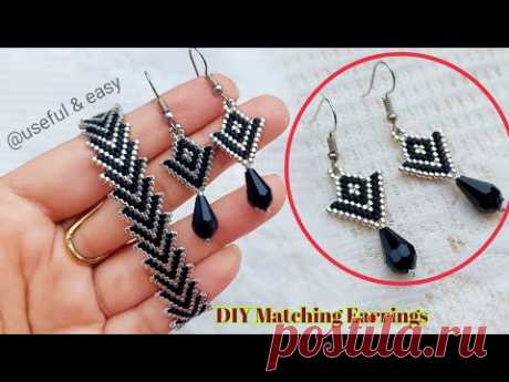 CUTE EARRINGS MAKING AT HOME||BEADED EARRINGS WITH BRICK STITCH|| Useful & Easy