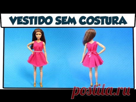 Como fazer: Vestido Rodado(sem costura)para Barbie,Monster High,Baby Alive, entre outras!
