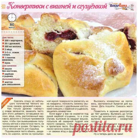 Конвертики с вишней и сгущенкой