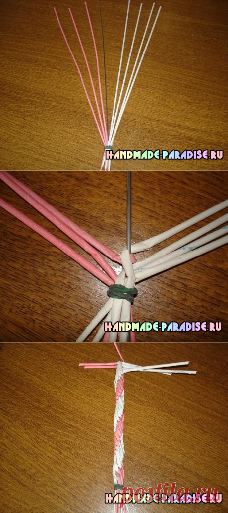 Плетение ручки для корзинки из газет