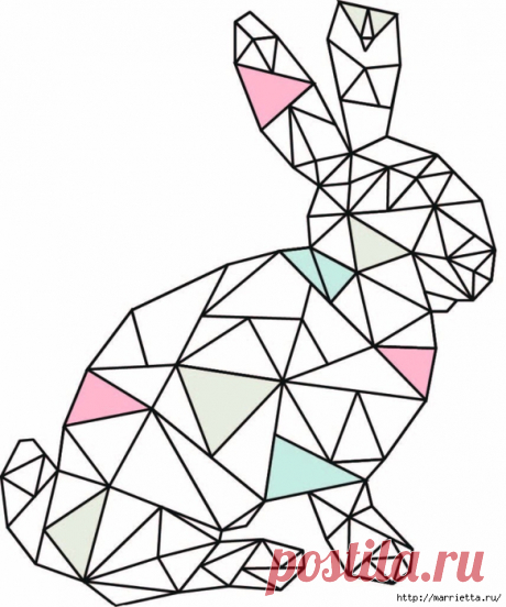 Геометрическое панно с кроликом. Идея к Пасхе