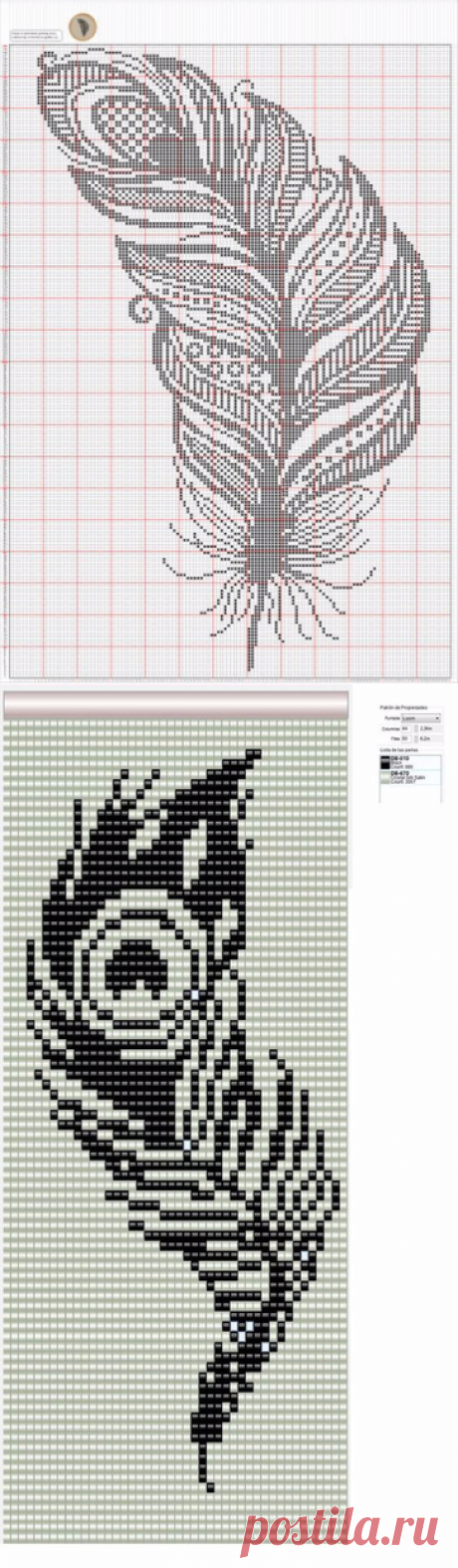 Филейные схемы для вязания крючком - Перья