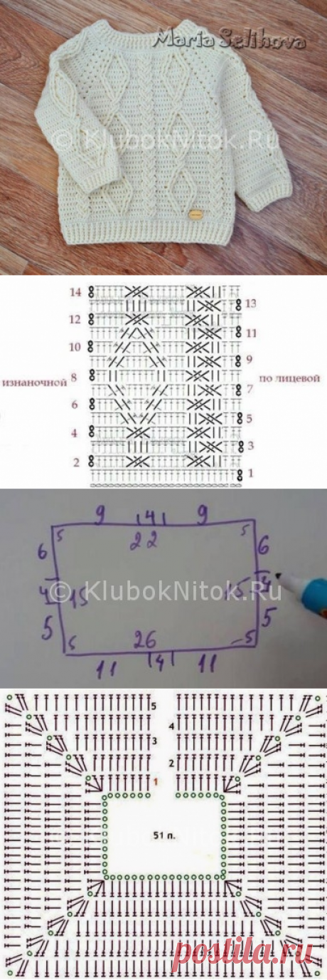 Детский свитер с аранами | Вязание для девочек | Вязание спицами и крючком. Схемы вязания.