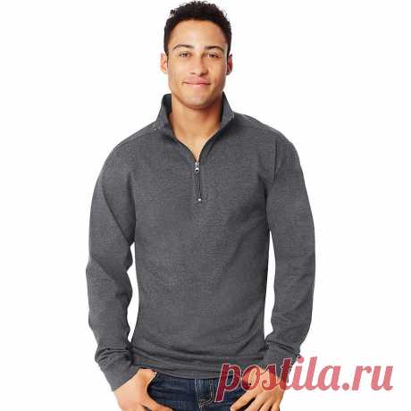 Hanes Men`s X-Temp 1/4 Zip Long-Sleeve T-Shirt, O5944, L, Ebony | Amazon.com