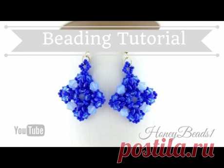 Evening Star Earrings Beading Tutorial by HoneyBeads1 (with superduo beads)