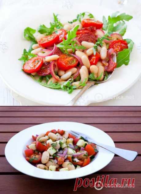Постные блюда: салат с помидорами и фасолью
