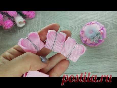 Hand Embroidery easy DIY Ribbon art Flowers Простые бантики пирожные из лент Laços de fita