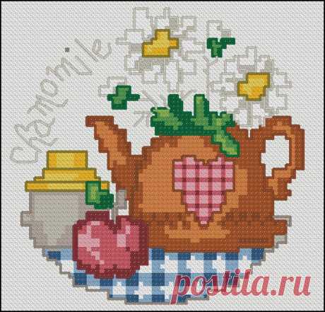 Daisies in a Teapot Cross Stitch PDF Pattern Download Cross | Etsy