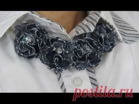 Diy Colar de flores jeans