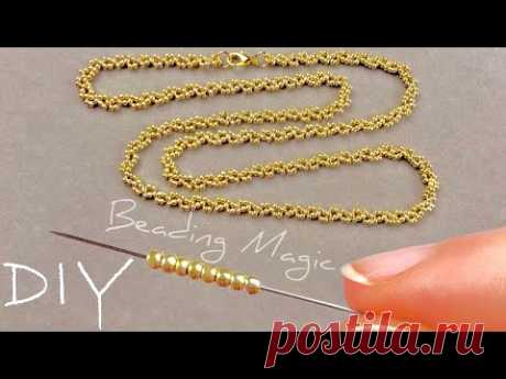 Простой Мастер-класс Ожерелье цепочка из бисера Своими Руками: Как делать украшения из бисера