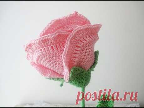 Большая роза Часть 3 Rose Crochet Part 3 - YouTube