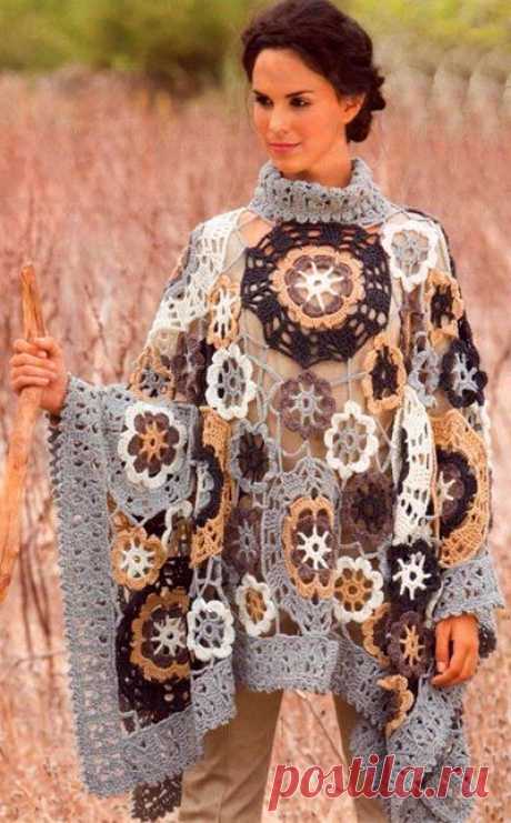 magic of crochet: Poncho &quot;Sea of flowers in the misty colors&quot;