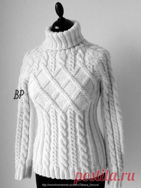 Узорный свитер с красивыми аранами — Сделай сам, идеи для творчества - DIY Ideas
