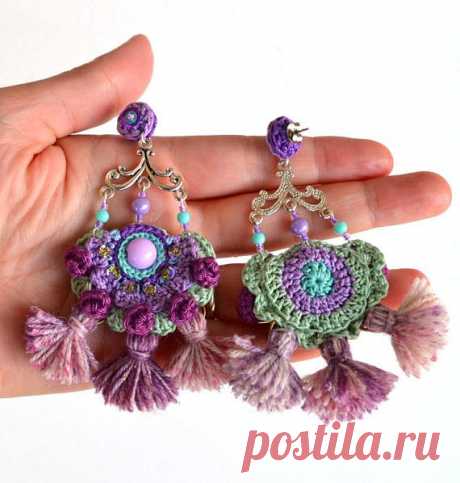 lavender earrings tassel earrings ethnic earrings big