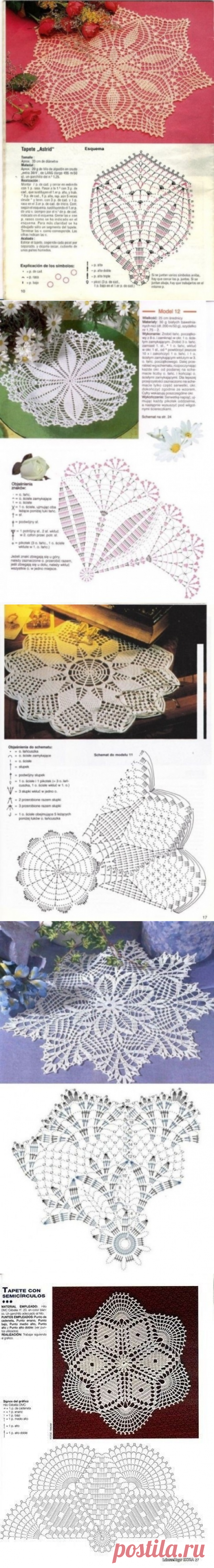 Вяжем классические белоснежные салфетки, подборка схем