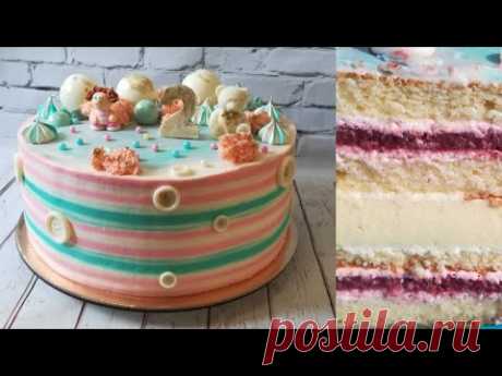 ТОРТ КЛУБНИЧНЫЙ ПЛОМБИР//ПОЛОСАТЫЙ ТОРТ//STRAWBERRY ICE CREAM CAKE//STRIPED CAKE//