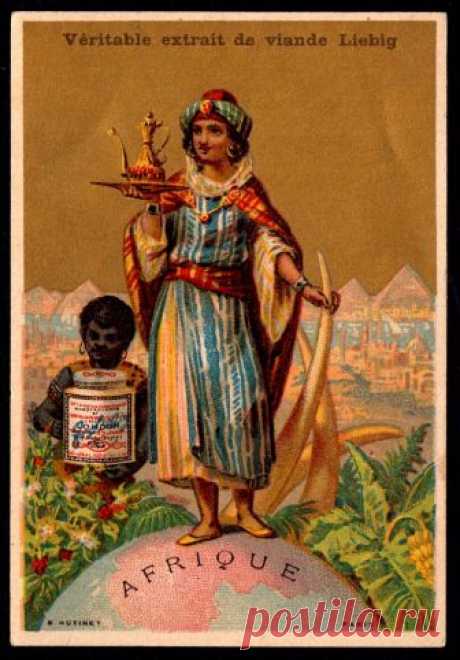 Liebig Tradecard S150 - The Continents, Africa Liebig's Beef Extract &quot;The Continents&quot; French issue, 1883