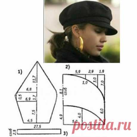 Выкройка женской кепки. 54 размер