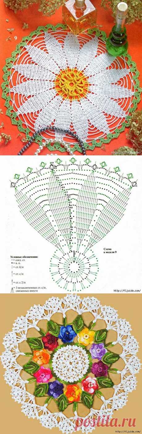 3 ч. Шикарные салфеточки крючком. Схемы и применение..