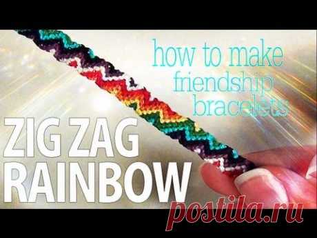 How to Make Friendship Bracelets ♥ Zig Zag Rainbow - YouTube