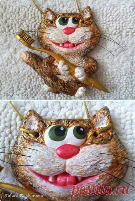 Кот из соленого теста-подарок стоматологу | Страна Мастеров