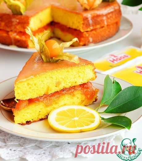 Лимонный пирог с медовой курагой - кулинарный рецепт