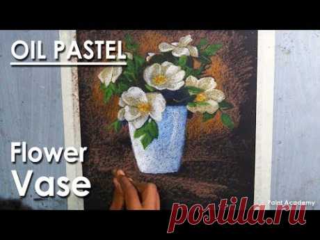 Oil Pastel- Flower Vase Drawing step by step (Advanced Level)
