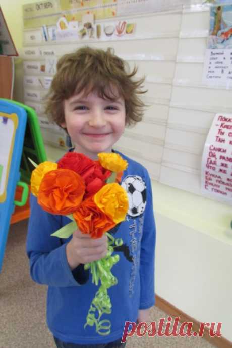 Подарок маме к 8 марта «Букет». Мастер-класс - Для воспитателей детских садов - Маам.ру