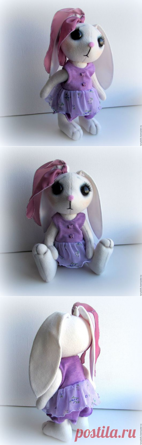 Игрушка Зайка в платьице, 27 см. Текстильная авторская  игрушка ручной работы.