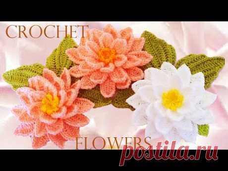 Como tejer flores fácil y rápido en una sola tira con hojas - How to make knitting crochet flowers