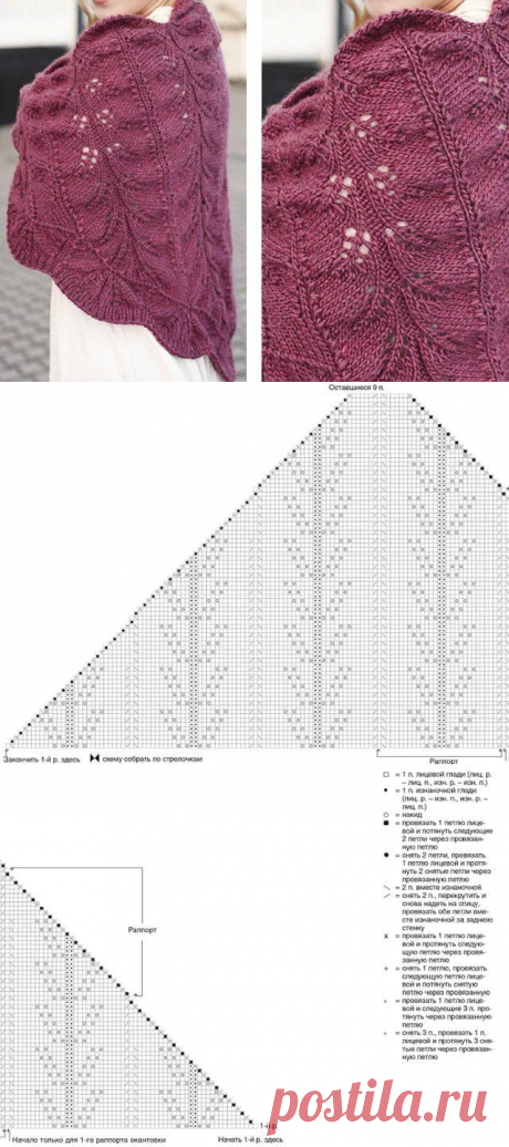 Красивая ажурная шаль (Вязание спицами) – Журнал Вдохновение Рукодельницы