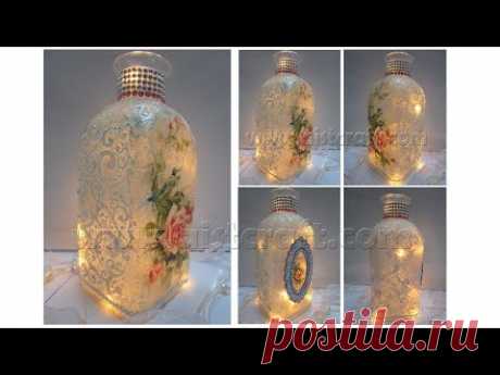 Decoupage Tutorial - Vintage Glass Bottle Art - YouTube