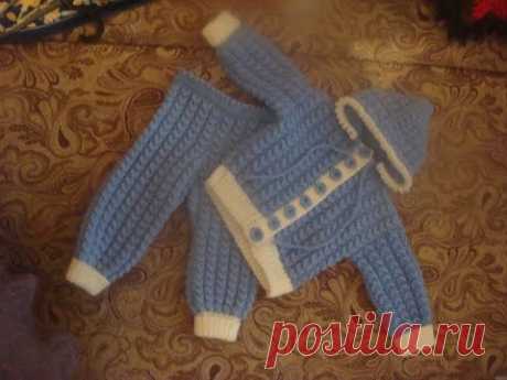 Костюмчик для малыша спицами. Часть 1.  suit for baby knitting