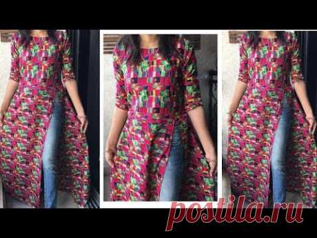 DIY Side Slit Kurti Cutting and Stitching/Designer Kurti Cutting and Stitching/Kurti cutting