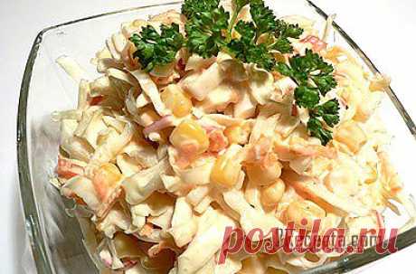 Рецепт: Салат с крабовыми палочками и капустой - пошаговый фото рецепт приготовления