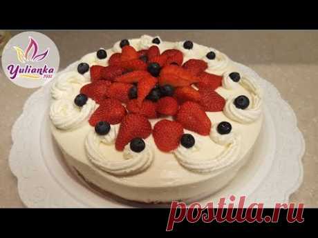 🍰 ЗЕФИРНЫЙ ТОРТ с 🍓КЛУБНИКОЙ🍓и СМЕТАННЫМ КРЕМОМ /Marshmallow cake with strawberries