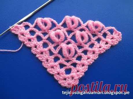 punto para tejer chal a crochet con punto rococo paso a paso