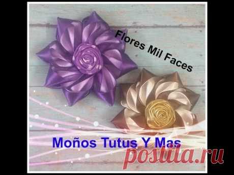 Como hacer FLOR MIL FACE Paso a Paso SATIN FLOWER HAIR BOW DIY How To Tutorial PAP