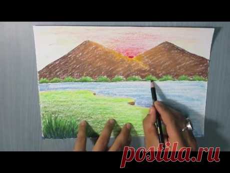 How to Draw a Mountain Landscape for Kids easy