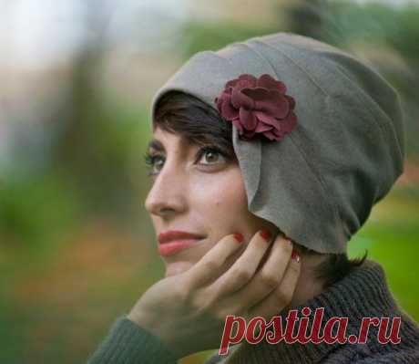 Reserved for Lucas. Indie Fashion.1920s CLOCHE HAT 'Pebblestone &amp; Rose' Soft…