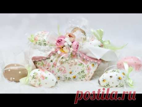 Decoupage romantyczny koszyczek wielkanocny z pisankami - DIY tutorial