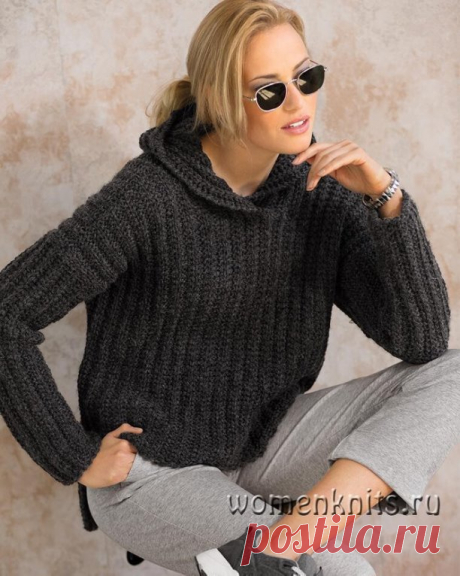 Пуловер спицами с капюшоном
Описание: https://womanknits.ru/vyazanie-dlya-zhenshchin/pulovery-svitera/pulover-spicami-s-kapyushonom