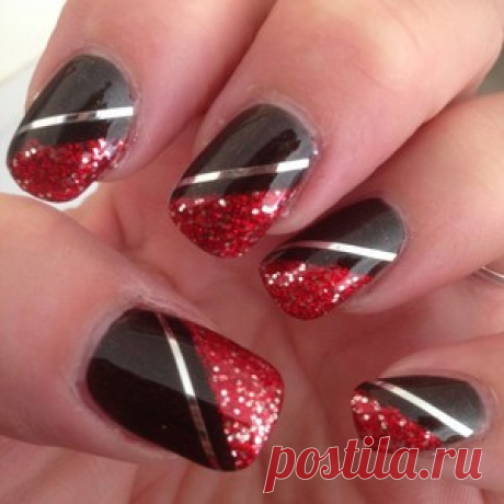 red and black nail 2015 - Polyvore