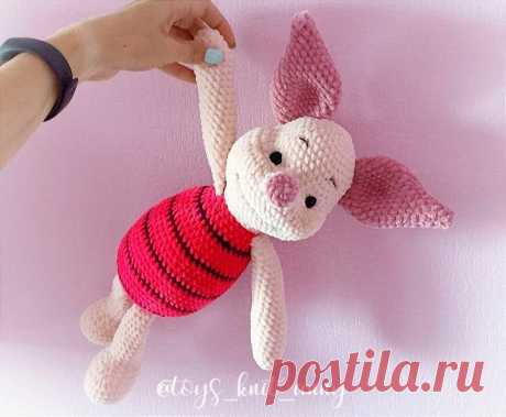 PDF Хрюша крючком. FREE crochet pattern; Аmigurumi animal patterns. Амигуруми схемы и описания на русском. Вязаные игрушки и поделки своими руками #amimore - большая свинка из плюшевой пряжи, плюшевый Пятачок из мультфильма про Винни Пуха, свинья, поросёнок.