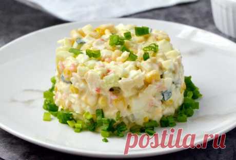 Салат из крабовых палочек с кукурузой без риса рецепт фото пошагово и видео - 1000.menu