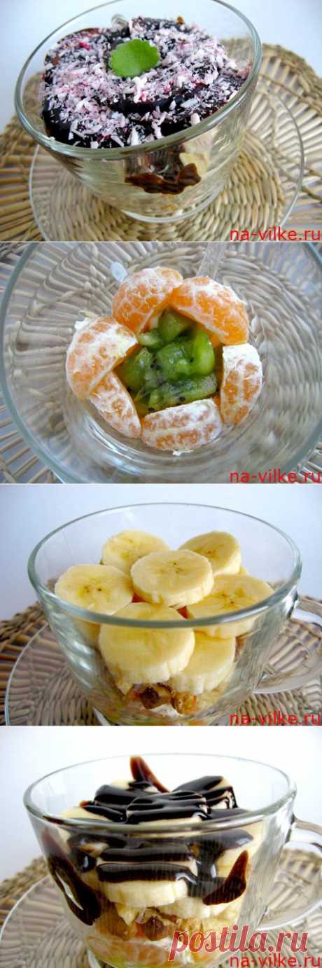 Десерт с кокосовой стружкой и фруктами