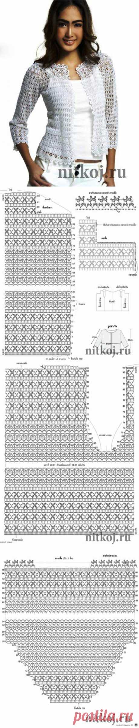 Ажурный жакет крючком схема » Ниткой - вязаные вещи для вашего дома, вязание крючком, вязание спицами, схемы вязания